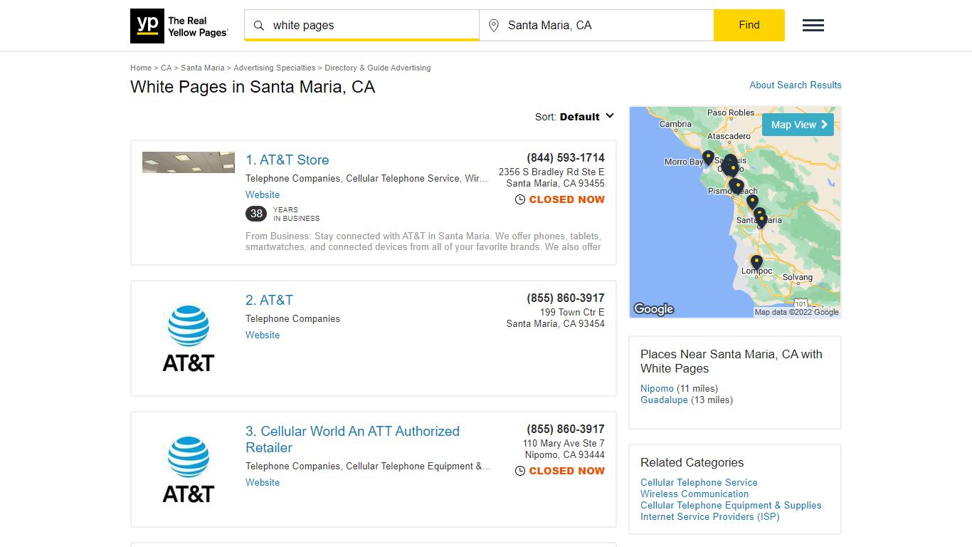 White Pages Locations & Hours Near Santa Maria, CA - YP.com