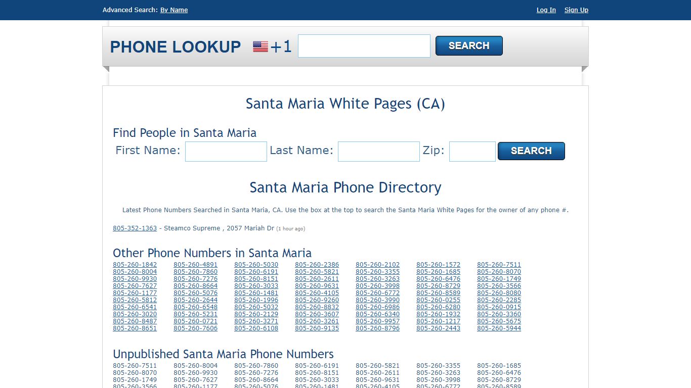 Santa Maria White Pages - Santa Maria Phone Directory Lookup